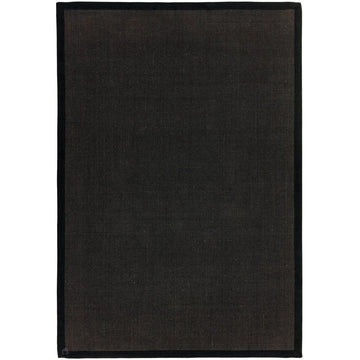 Sisal Modern Plain Cotton Border Natural-Fibre Ribbed Textured Flatweave Black/Black Rug-Asiatic Carpets-Rug Love - The Most Loved Rug Store